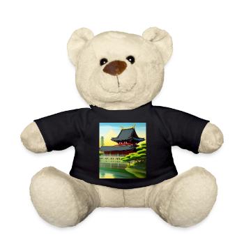 Haruno Illustration du temple japonais Japon - Nounours - noir - Devant