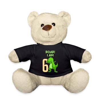 6th birthday Dino Junge 6 years - Teddy Bear - black - Front