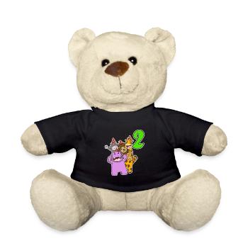 2 ans - 2 anniversaires avec motif animal - Nounours - noir - Devant