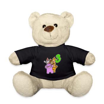 3 Jahre alt - 3. Geburtstag mit Tier Motiv - Teddy - Schwarz - Vorne
