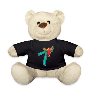 7 Jahre alt - 7 Geburtstag mit Tier Motiv - Teddy - Schwarz - Vorne