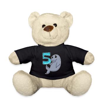 5 Jahre alt - 5. Geburtstag mit Tier Motiv - Teddy - Schwarz - Vorne