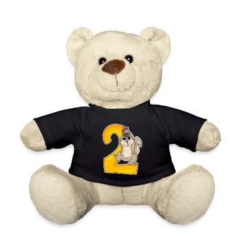 2 Jahre alt - 2 Geburtstag mit Tier Motiv - Teddy - Schwarz - Vorne