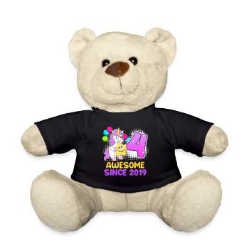 4. Geburtstag Mädchen 4 Jahre - Teddy - Schwarz - Vorne