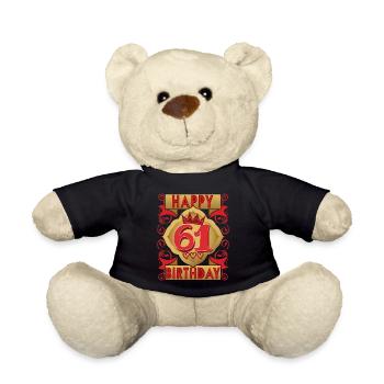 61. Geburtstag 61 Jahre alt Spruch, Vintage-Design - Teddy - Schwarz - Vorne