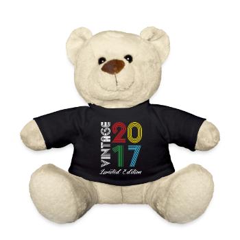 Millésime 2017 Vintage Anniversaire Rétro Vintage - Nounours - noir - Devant
