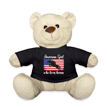 Amerikanisches Mädchen, das Arabische Pferde liebt - Teddy - Schwarz - Vorne
