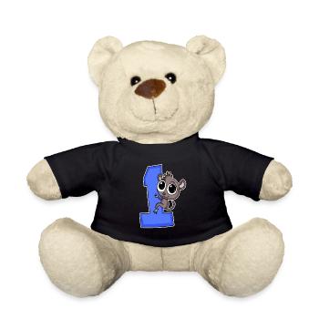 1 year old - school enrollment - Leprechaun lemur motif - wt - Teddy Bear - black - Front