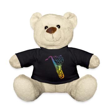 Saxophone With Cats Saxophone Instrument, Music No - Teddy Bear - black - Front