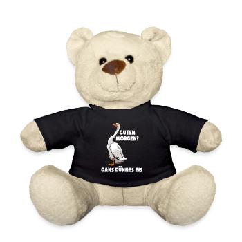 Ganz dünnes Eis - Morgenmuffel, lustiges Wortspiel - Teddy - Schwarz - Vorne