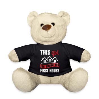 New Homeowner Girl just bought her first House - Teddy Bear - black - Front
