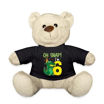 Oh Snap Ich bin 6 Krokodil 6. Geburtstag Alligator - Teddy - Schwarz - Vorne