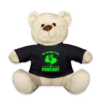 Podcast Creator Podcasting - Mon groupe sanguin est Podc - Nounours - noir - Devant