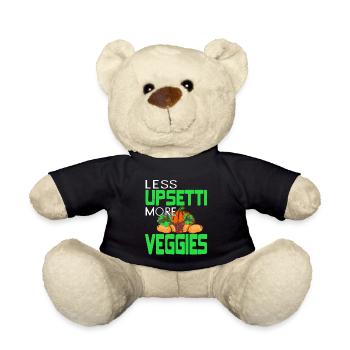 Less Upsetti More VEGGIES Retro Funny VEGAN - Teddy Bear - black - Front