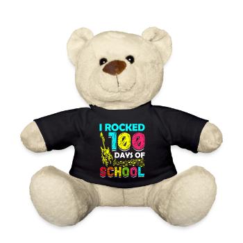 I Rocked 100 Days Of School Guitarist Guitar - Teddy Bear - black - Front