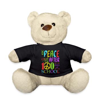 Peace Out After 100 Days Of School Humor Kid - Teddy Bear - black - Front