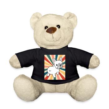 Niedliche französische Bulldogge Hunderasse 80er 90er Jahre Retro-Stil - Teddy - Schwarz - Vorne