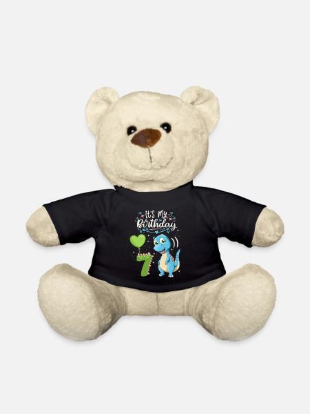 7. Geburtstag Dinosaurier, Dino-Kind, 7 Jahre alt - Teddy - Schwarz