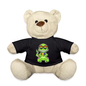 Gay Regenbogen Herz Dinosaurier - Teddy - Schwarz - Vorne