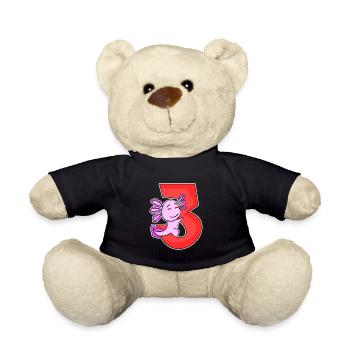 3 Jahre alt - 3. Geburtstag mit Tier Motiv - Teddy - Schwarz - Vorne