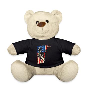 Bull Riding American Flag, Patriotic Rodeo Cowboy - Teddy - Schwarz - Vorne