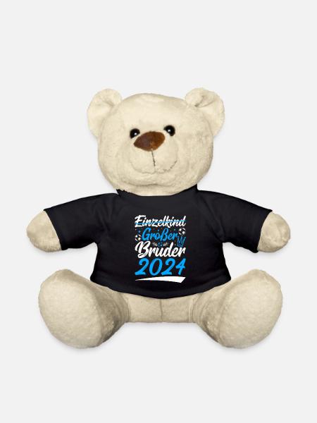 Jungen Ich werde Großer Bruder 2024 Geburt Spruch - Teddy - Schwarz