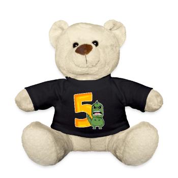 5 Jahre alt - 5. Geburtstag mit Tier Motiv - Teddy - Schwarz - Vorne