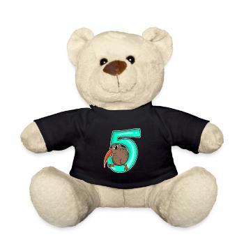 5 ans - 5e anniversaire avec motif animal - Nounours - noir - Devant