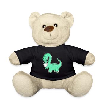Dinosaur with baby dinosaur - Teddy Bear - black - Front