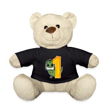 1 year old - Enrollment - Dinosaur motif - Teddy Bear - black - Front