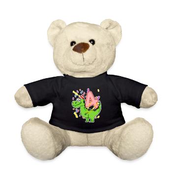 4 Jahre alt - 4. Geburtstag mit Tier Motiv - Teddy - Schwarz - Vorne