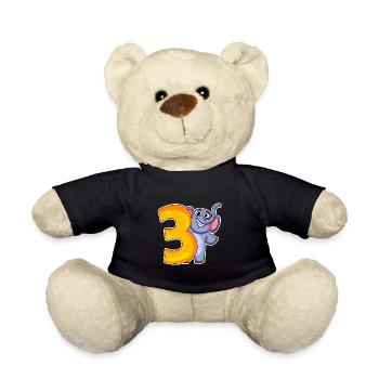 3 Jahre alt - 3. Geburtstag mit Tier Motiv - Teddy - Schwarz - Vorne