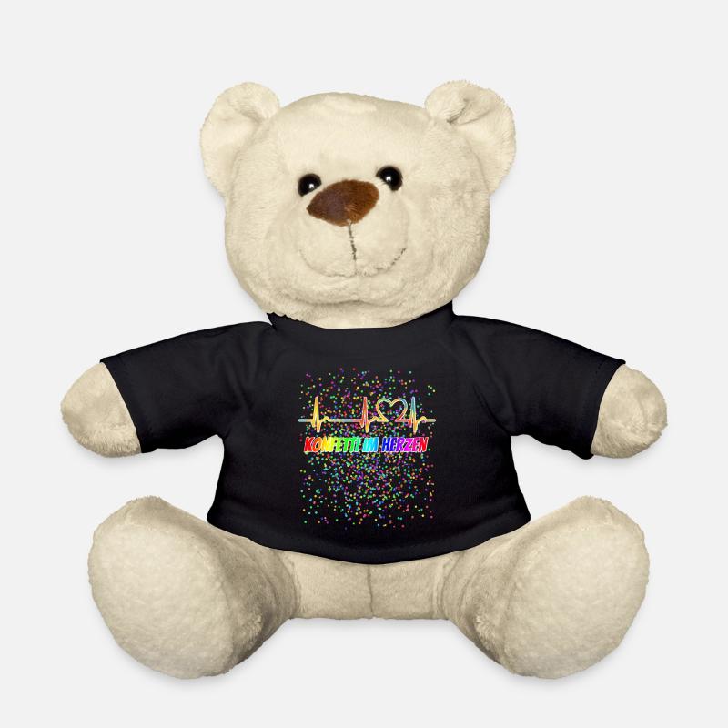 EKG Kurve - Herzkurve - Puls - Karneval - Konfetti - Teddy - Schwarz