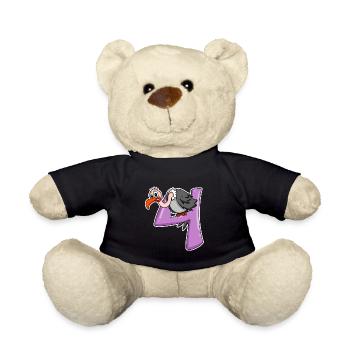 4 Jahre alt - 4. Geburtstag mit Tier Motiv - Teddy - Schwarz - Vorne