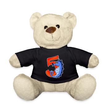 5 Jahre alt - 5. Geburtstag mit Tier Motiv - Teddy - Schwarz - Vorne