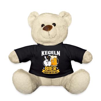 Kegeln Und Bier Darum Bin Ich Hier Kegel Trikot - Teddy - Schwarz - Vorne