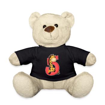 5 Jahre alt - 5. Geburtstag mit Tier Motiv - Teddy - Schwarz - Vorne