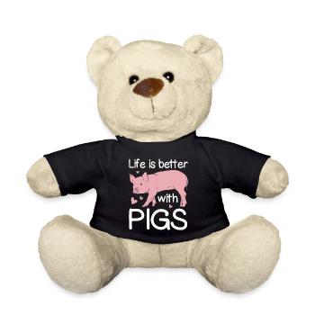 La vie est meilleure avec les porcs porcelet rose - Nounours - noir - Devant