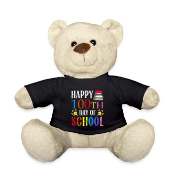 Happy 100th Day Of School Homework Books - Teddy Bear - black - Front