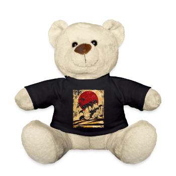 Neunschwänziger Fuchs Japanische Retro Kunst - Teddy - Schwarz - Vorne