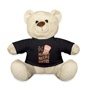 Mama-Mutti, Mutter braucht Kaffee, lustiger Spruch - Teddy - Schwarz - Vorne