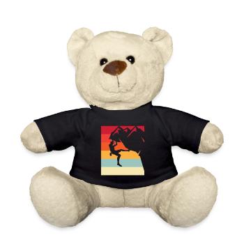 Climbing hero in retro sunset - Teddy Bear - black - Front