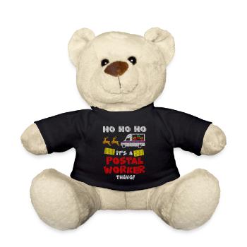 Postal Worker Ugly Christmas Design Santa Mailman - Teddy Bear - black - Front