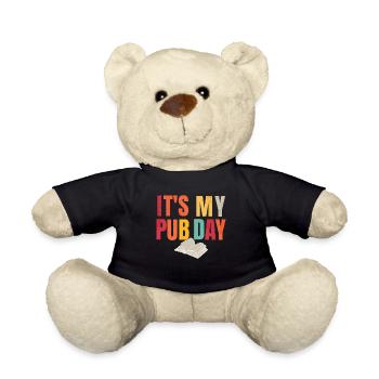 Just Published Author Shirt Women, Pub Day T Shirt - Teddy Bear - black - Front