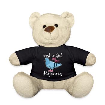 Pigeon Pigeon Lovers Saying Gift Girl - Teddy Bear - black - Front