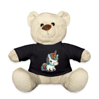 Licorne colorée douce mignonne bande dessinée bande dessinée - Nounours - noir - Devant
