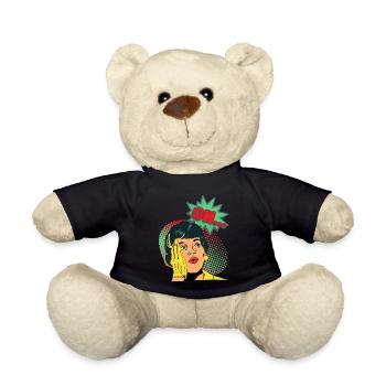 Comic, Comic Strips, Girl, Crying Girl, Saying - Teddy Bear - black - Front