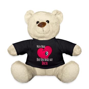 Mein Herz hat ein Auge auf dich in Rot - Teddy - Schwarz - Vorne