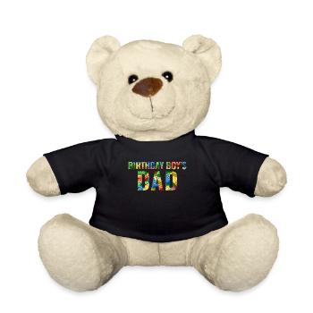 Father of birthday boy builds building blocks - Teddy Bear - black - Front