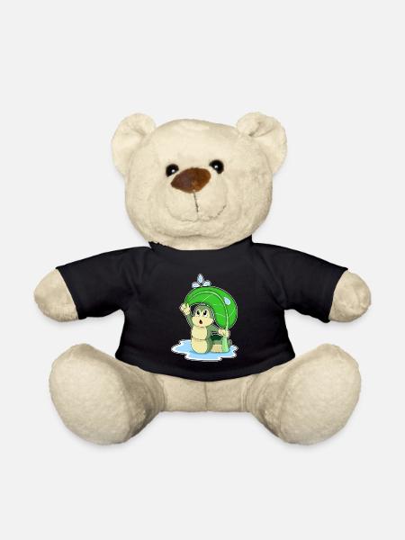 Raupe mit Blatt als Regenschirm - Teddy - Schwarz